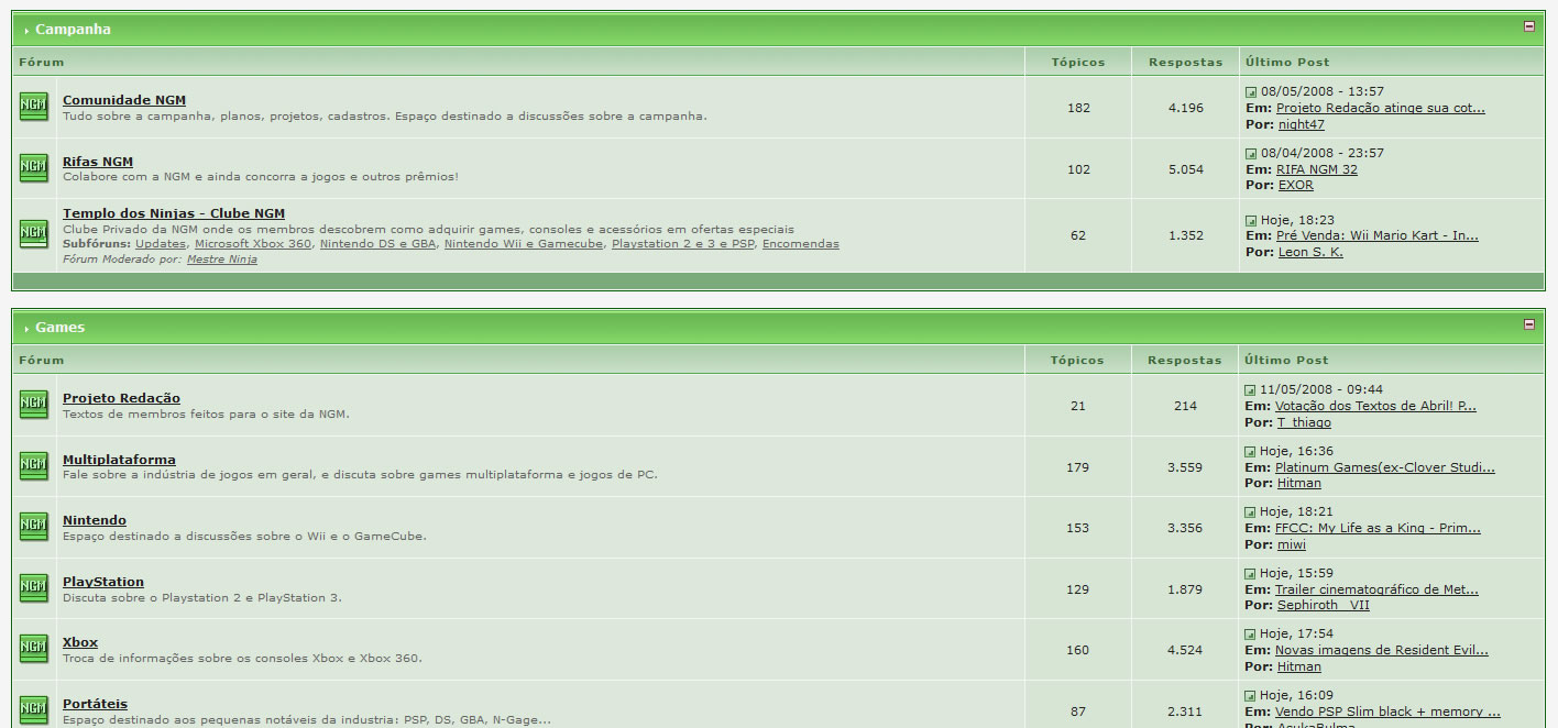 Forum NGM Online - Layout em 2008