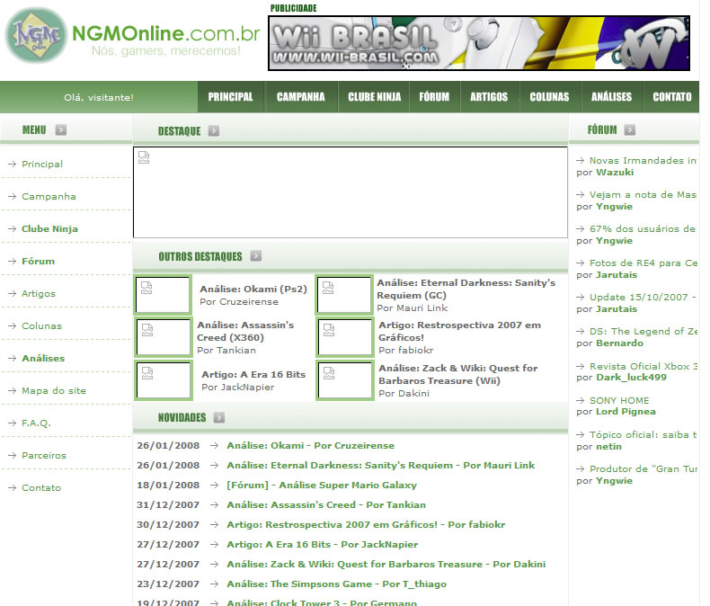 Junto ao fórum, a NGM Online também chegou a ter um site